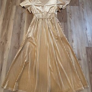 Flutter Sleeve Velour Midi/Maxi Dress-Size S